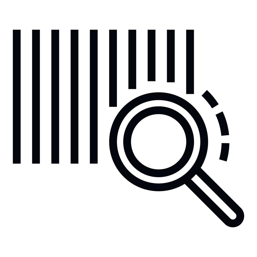 Barcode and magnifying glass icon, outline style vector