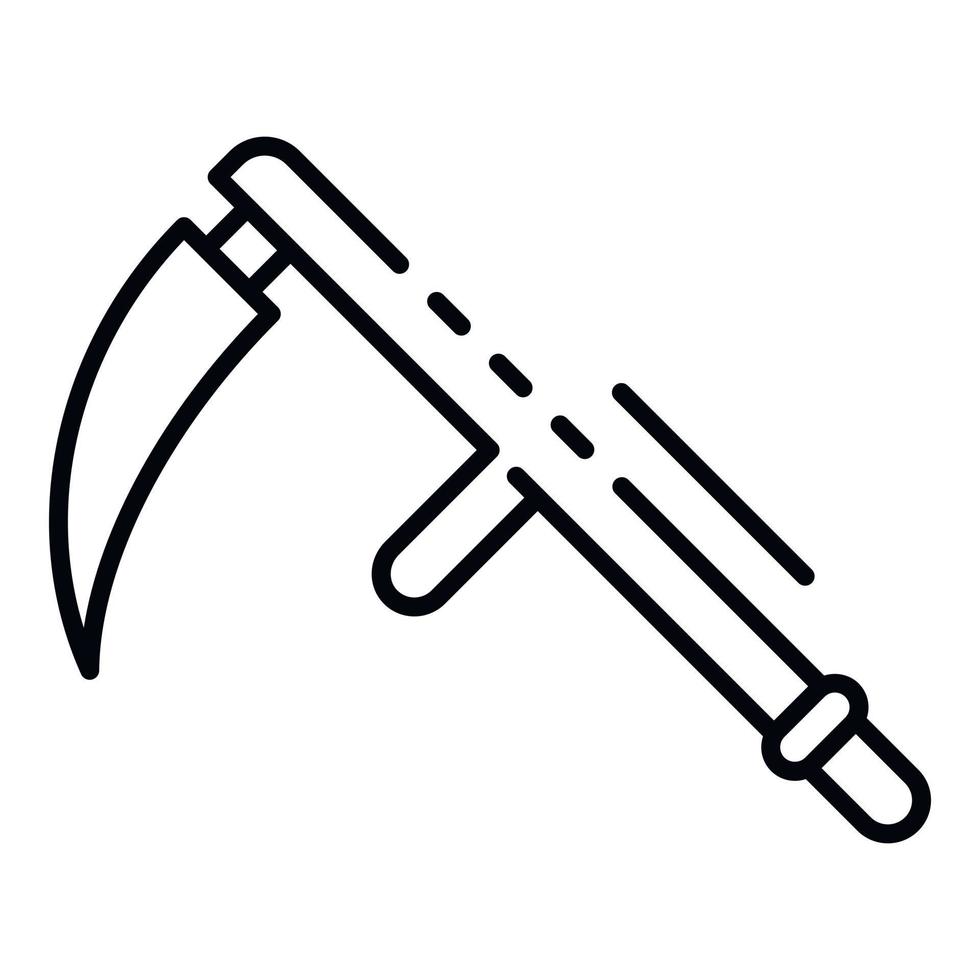 Scythe icon, outline style vector