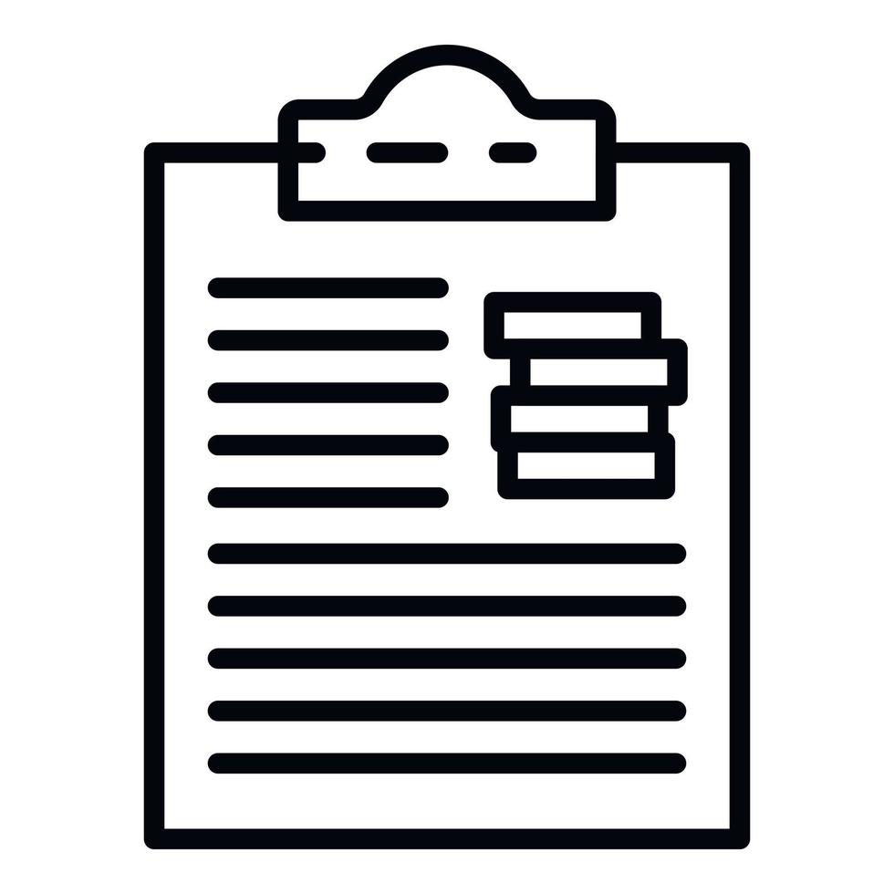 Finance clipboard icon, outline style vector
