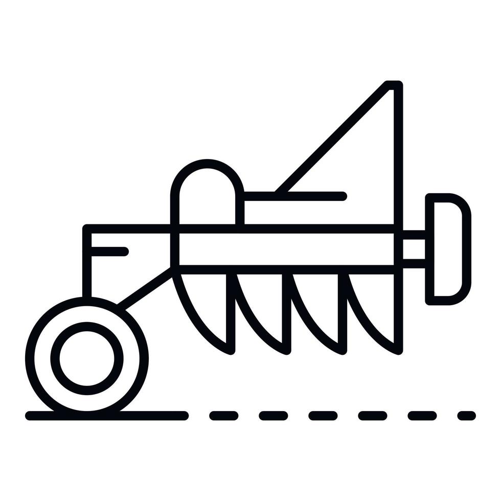 icono de arado de tractor, estilo de esquema vector