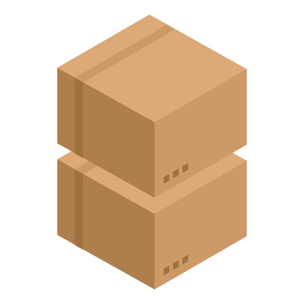 icono de caja de cartón doble, estilo isométrico vector