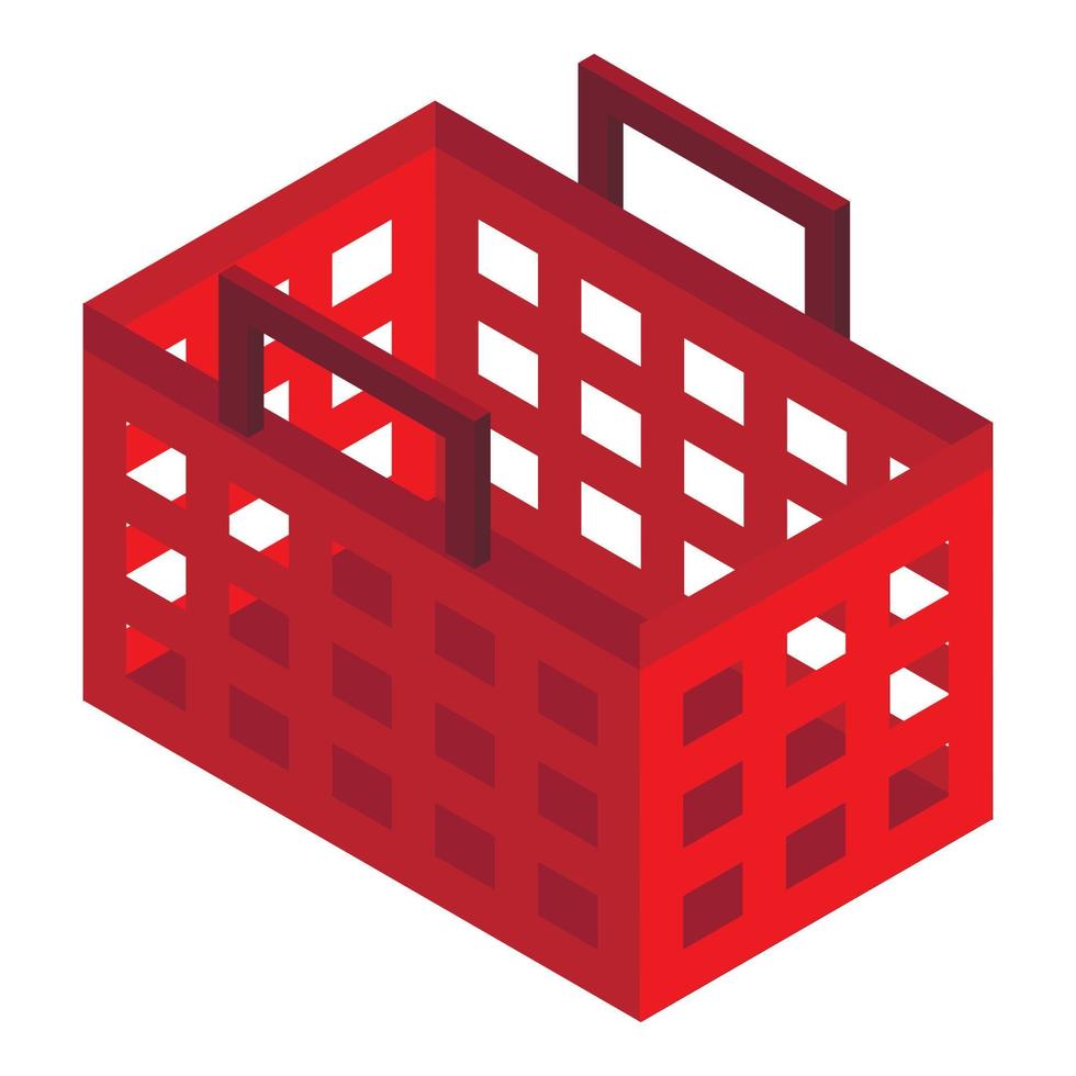 Red shop basket icon, isometric style vector