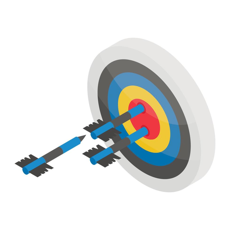 Arch shooting on target icon, isometric style vector