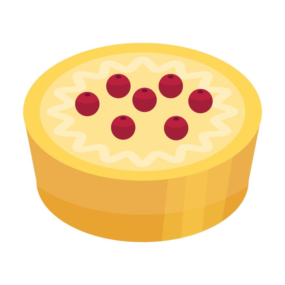Holiday cherry cake icon, isometric style vector