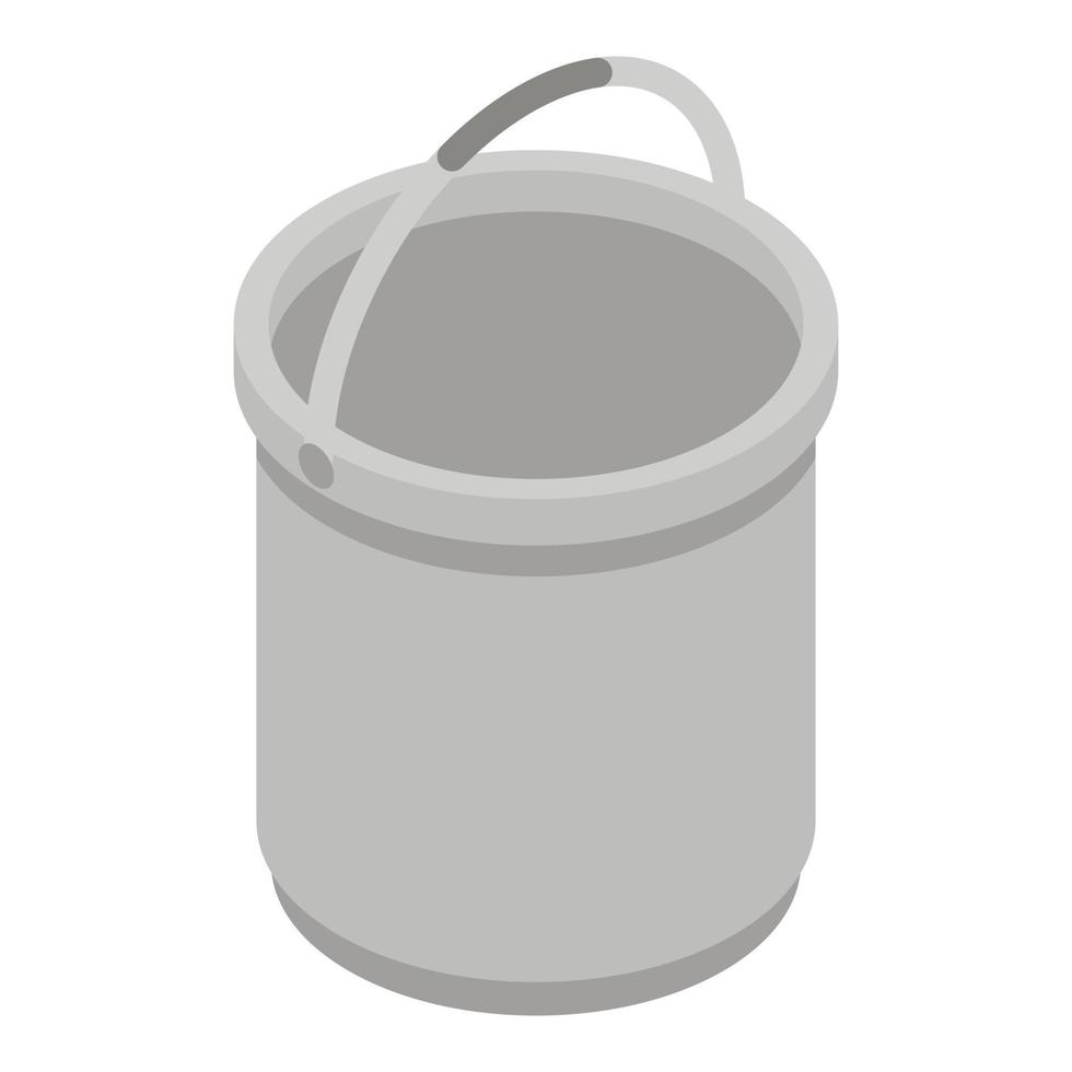 Metal bucket icon, isometric style vector