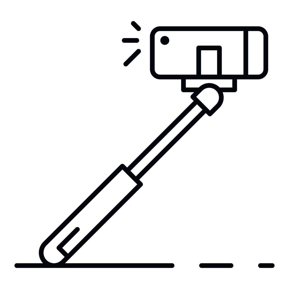 Modern selfie stick icon, outline style vector