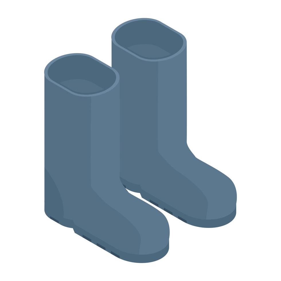 Rubber boots icon, isometric style vector