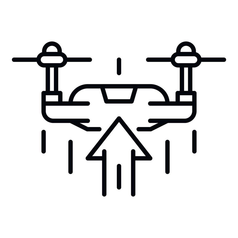 icono de subida de drones, estilo de esquema vector