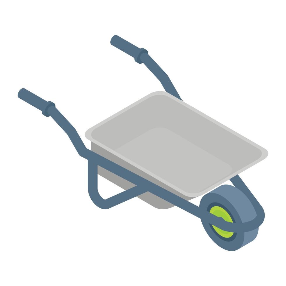 Wheelbarrow icon, isometric style vector