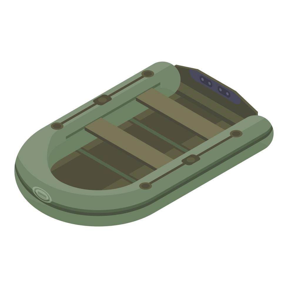 Hunting rubber boat icon, isometric style vector