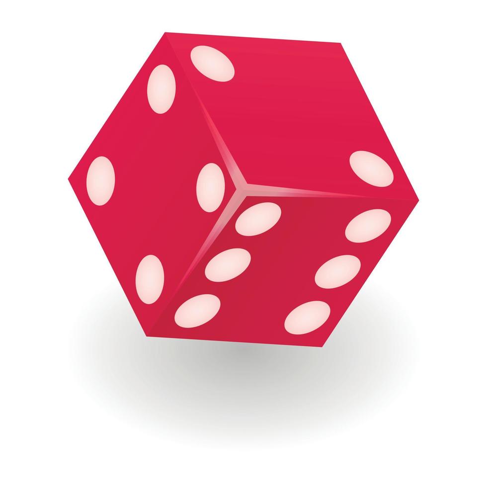 Red dice icon, isometric style vector
