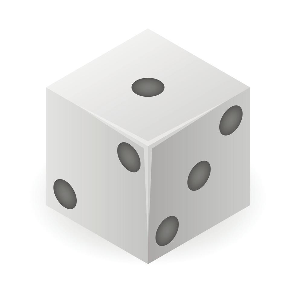 White dice icon, isometric style vector
