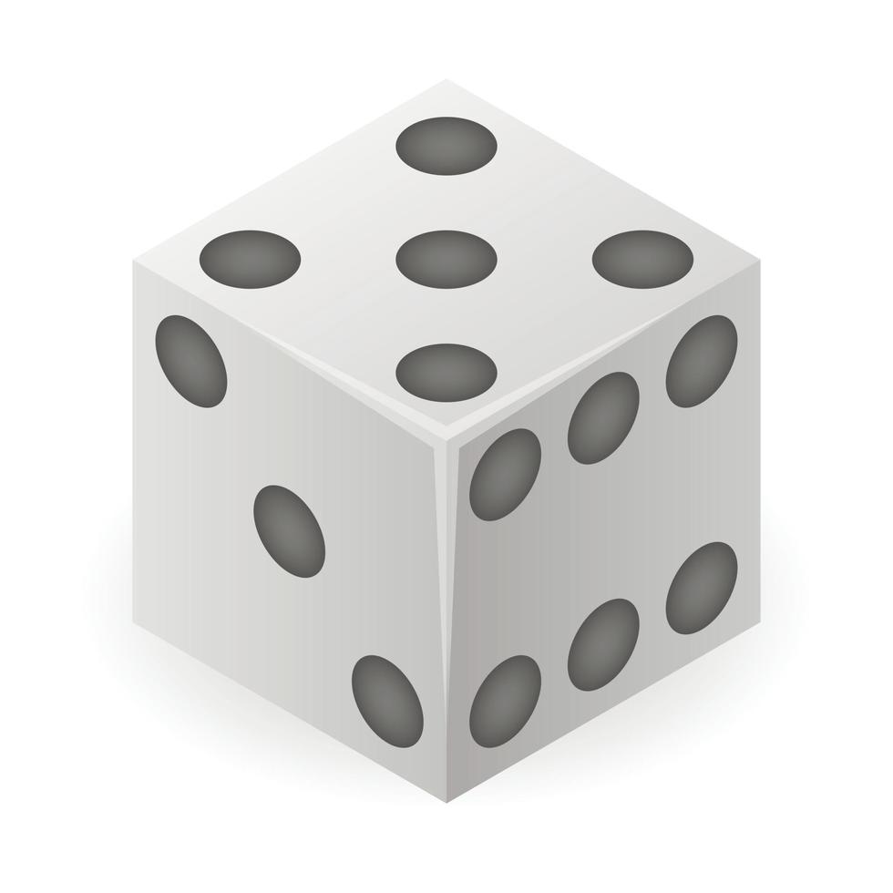Chance dice icon, isometric style vector