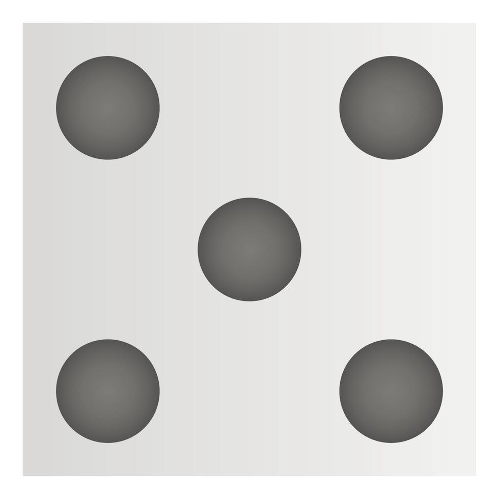Five point dice icon, cartoon style vector