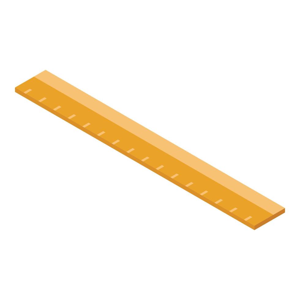 Wood ruler icon, isometric style vector