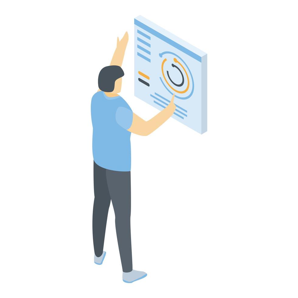 Man at meeting panel icon, isometric style vector