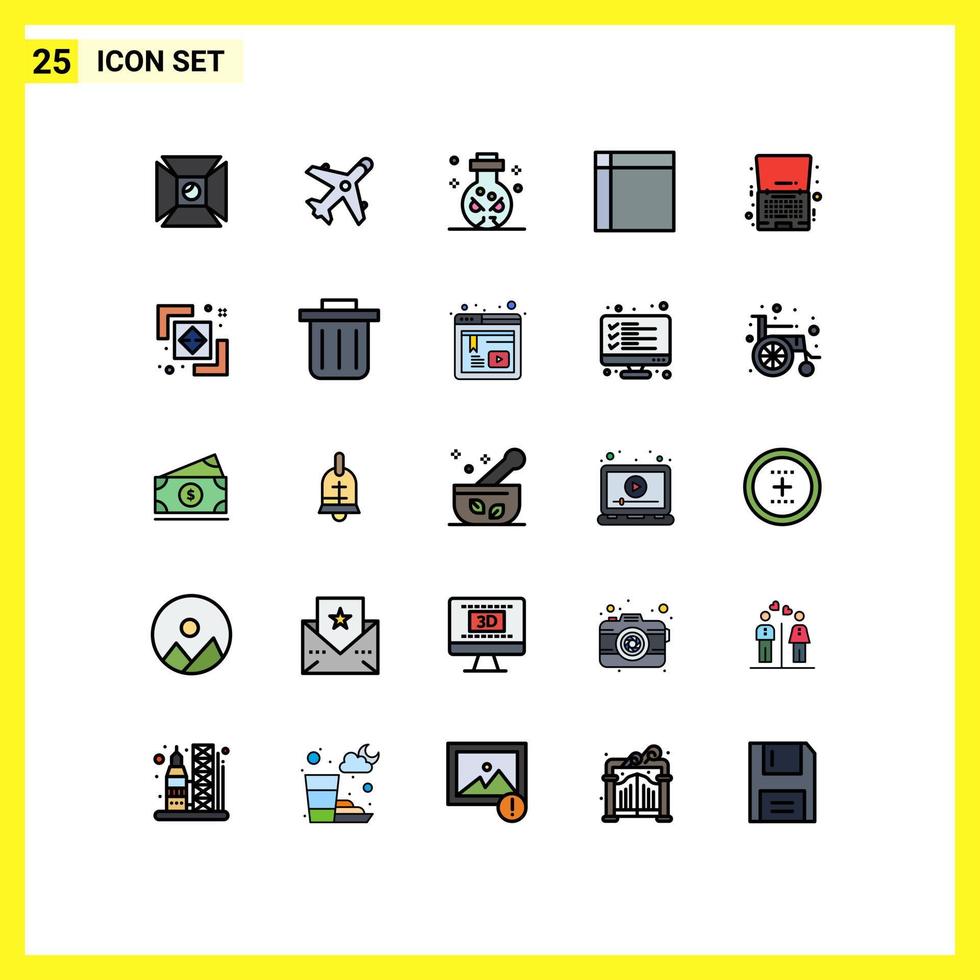 25 Universal Filled line Flat Colors Set for Web and Mobile Applications friday home ware knife home appliances Editable Vector Design Elements
