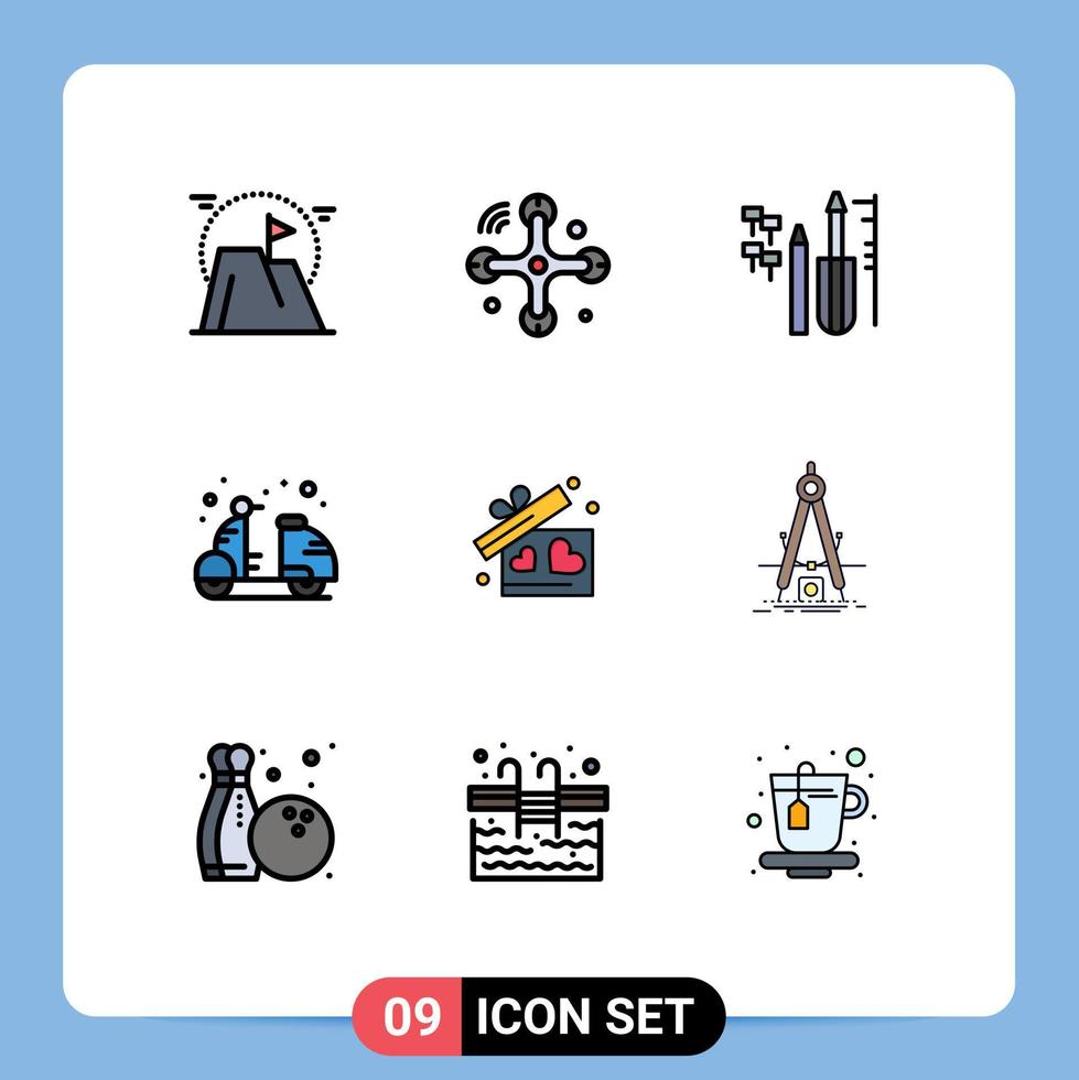 paquete de iconos de vector de stock de 9 signos y símbolos de línea para el crucero de verano internet de las cosas equipo de bicicleta elementos de diseño de vector editables