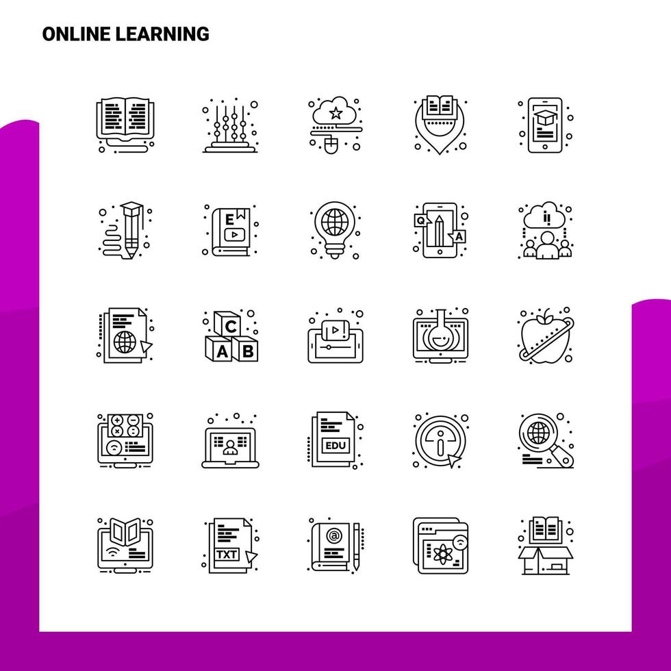 Set of Online Learning Line Icon set 25 Icons Vector Minimalism Style Design Black Icons Set Linear pictogram pack