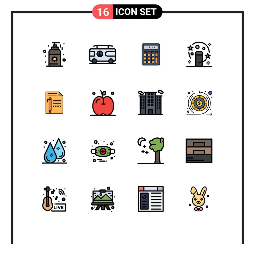 conjunto de 16 iconos de interfaz de usuario modernos símbolos signos para documento mago contabilidad varita mágica matemáticas elementos de diseño de vectores creativos editables