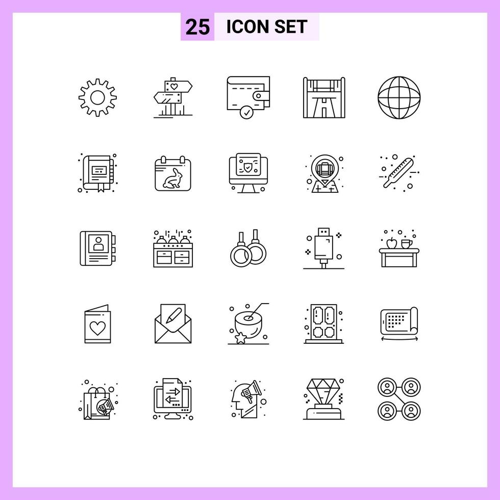 Set of 25 Modern UI Icons Symbols Signs for digital location money map race Editable Vector Design Elements