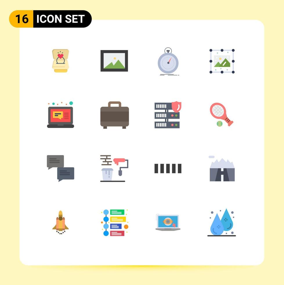 Set of 16 Vector Flat Colors on Grid for computer image fast picture creative Editable Pack of Creative Vector Design Elements