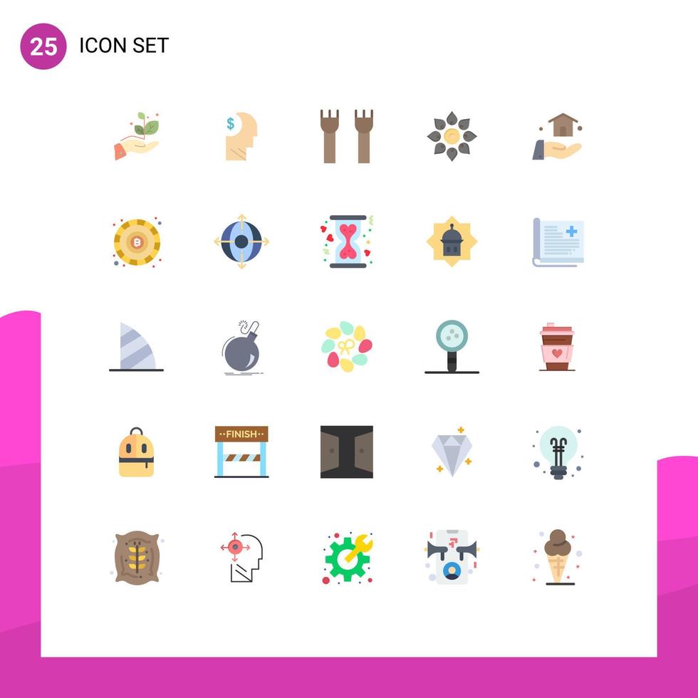 User Interface Pack of 25 Basic Flat Colors of decoration celebrate profile medieval castle tower Editable Vector Design Elements