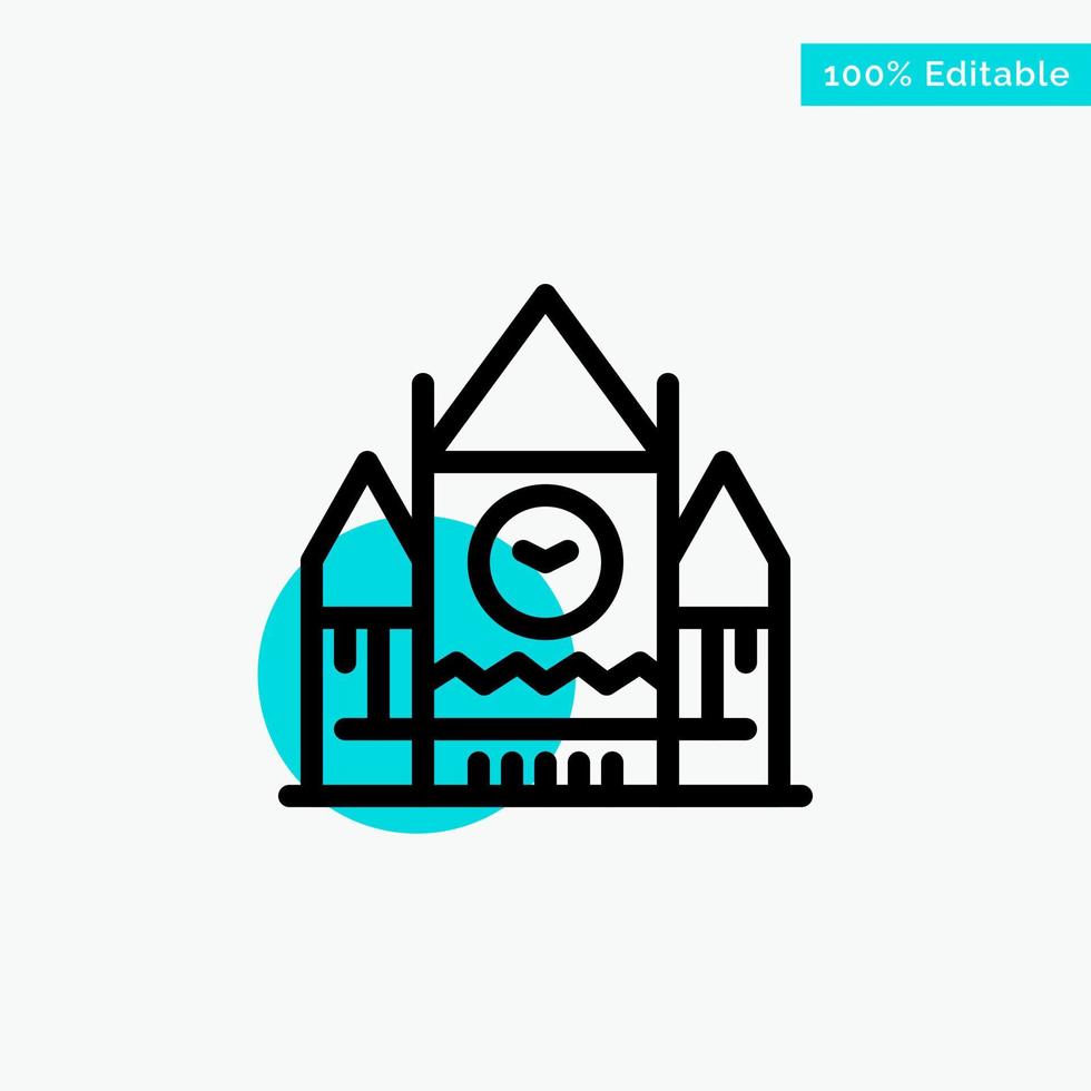 Canada Centre Block Government Landmark turquoise highlight circle point Vector icon