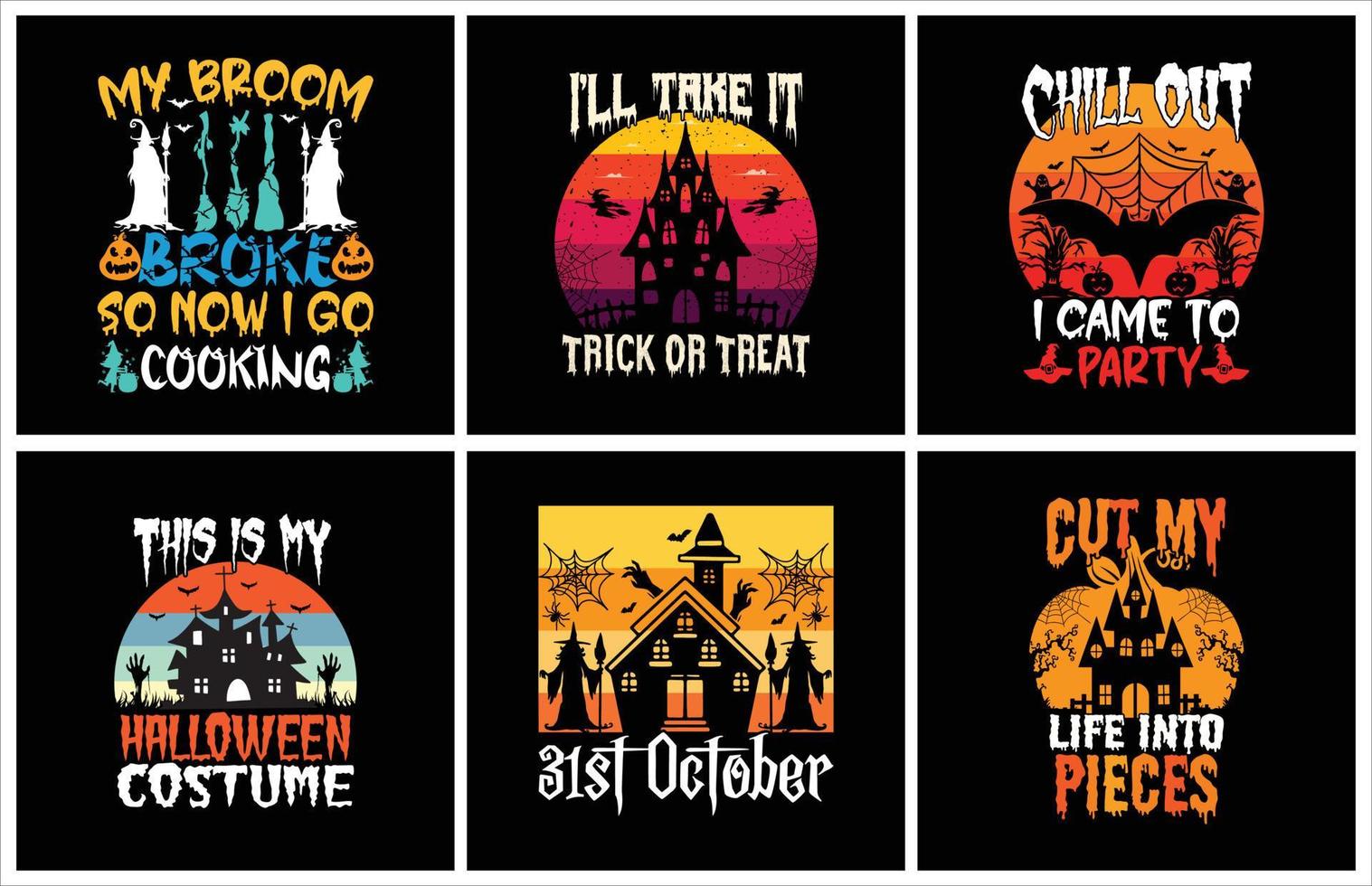 Halloween t shirt design bundle vector