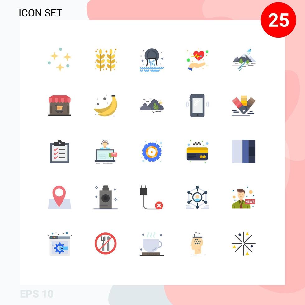 Universal Icon Symbols Group of 25 Modern Flat Colors of life care wheat beat sewage Editable Vector Design Elements