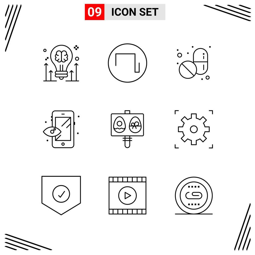 9 Icons Line Style Grid Based Creative Outline Symbols for Website Design Simple Line Icon Signs Isolated on White Background 9 Icon Set vector