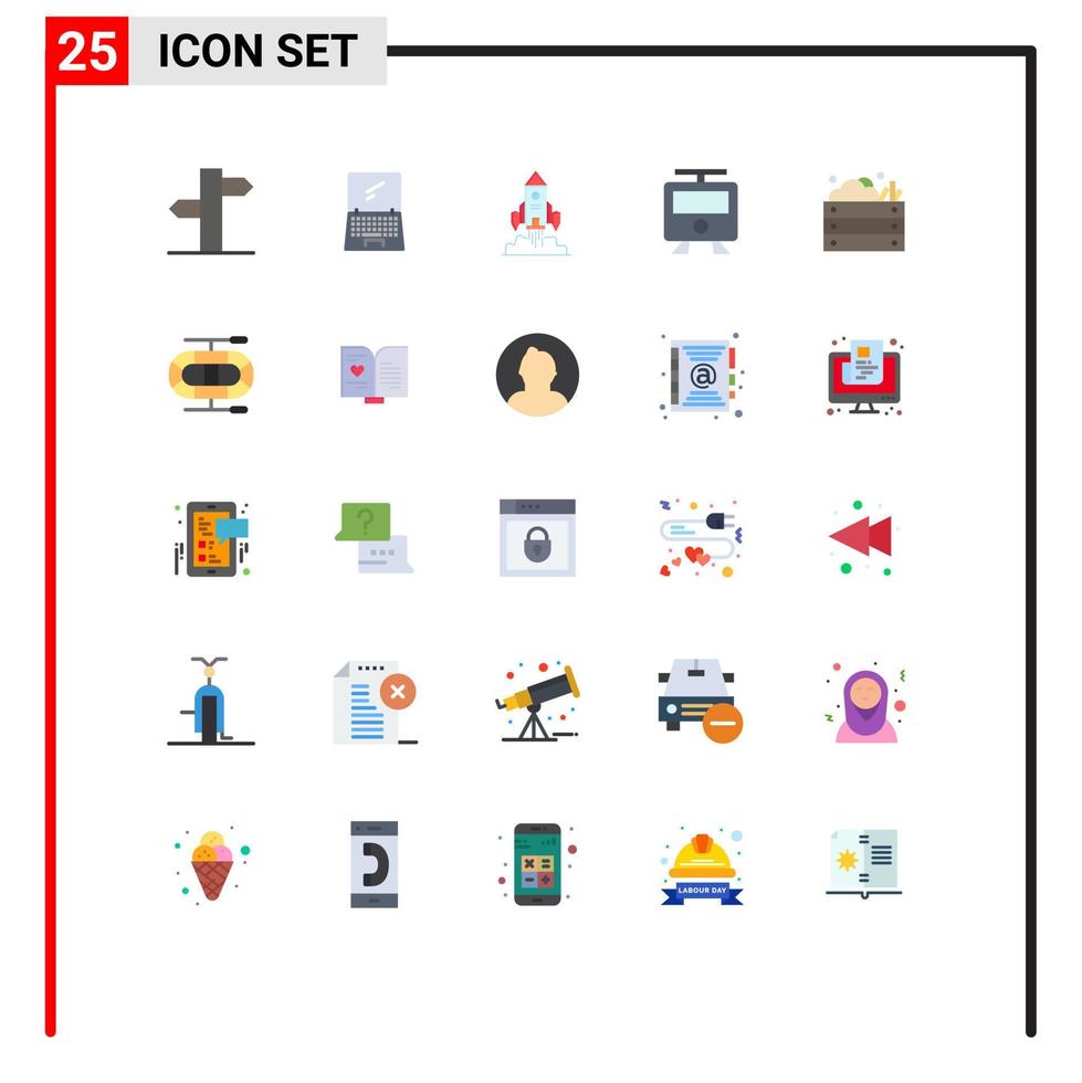 Set of 25 Vector Flat Colors on Grid for train railway mobile maps launch Editable Vector Design Elements