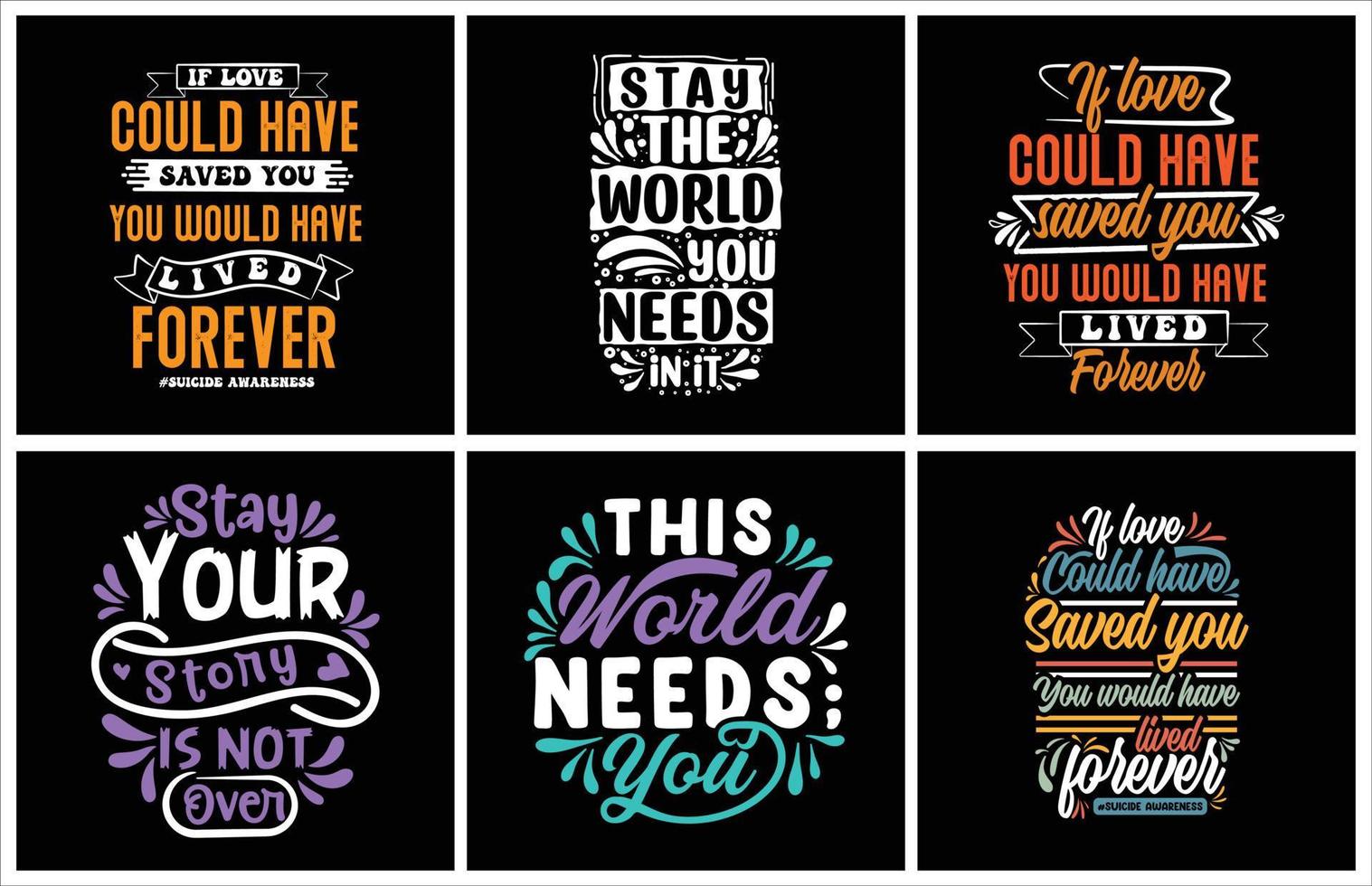 Suicide awareness t shirt design vector bundle