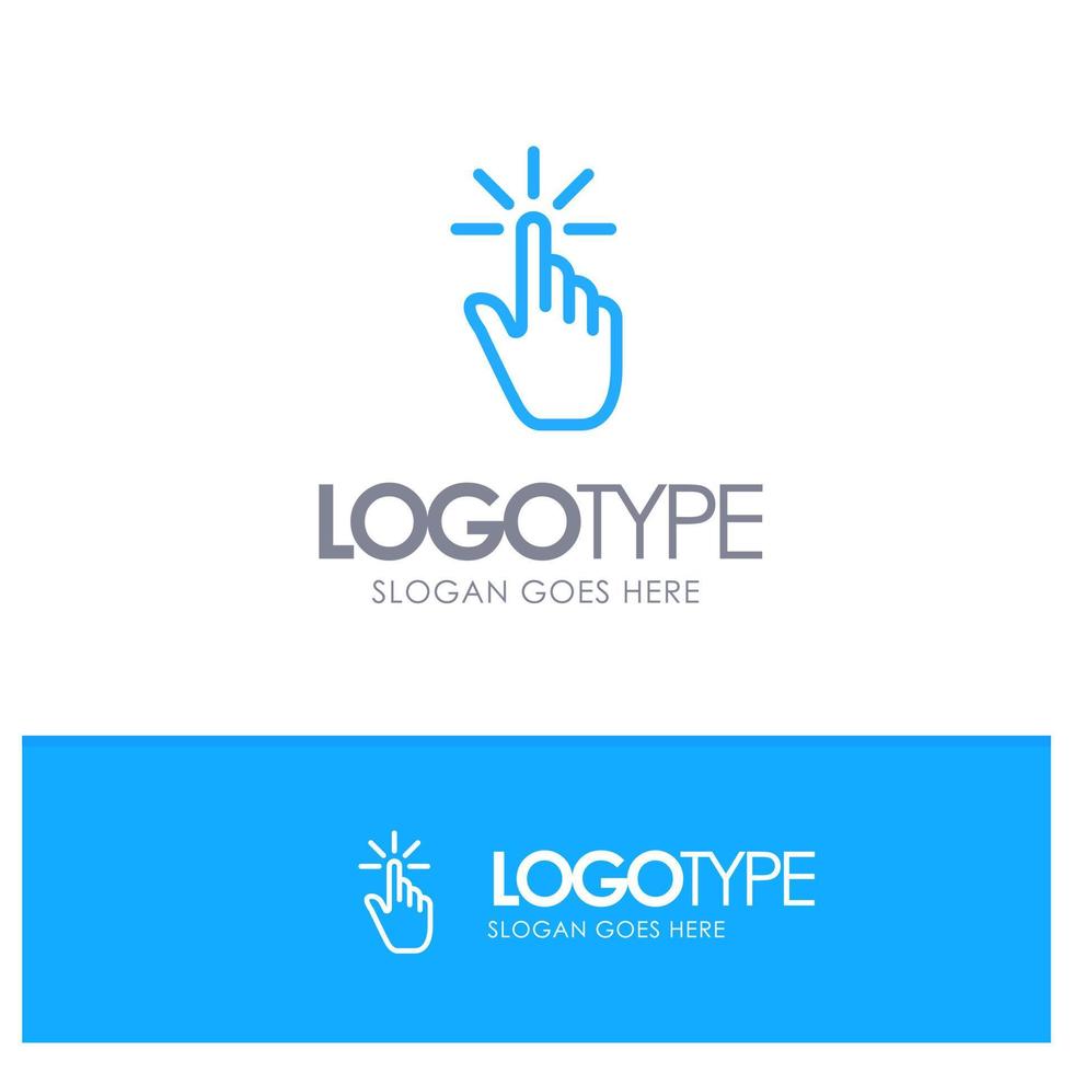 Click Finger Gesture Gestures Hand Tap Blue Outline Logo Place for Tagline vector