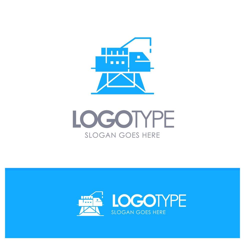 Construction Engineering Laboratory Platform Blue Solid Logo with place for tagline vector
