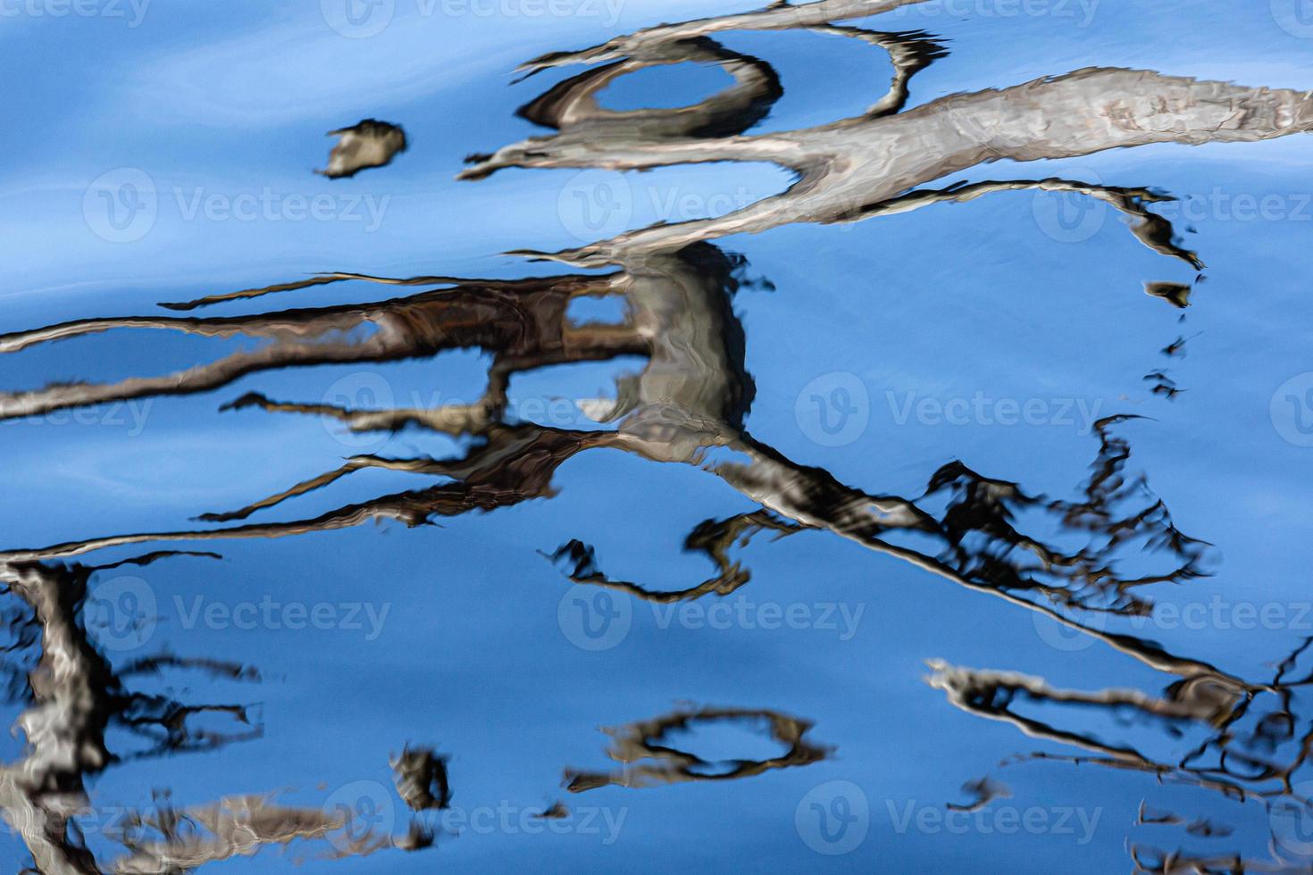 Reflection in Water on a Blue Background photo