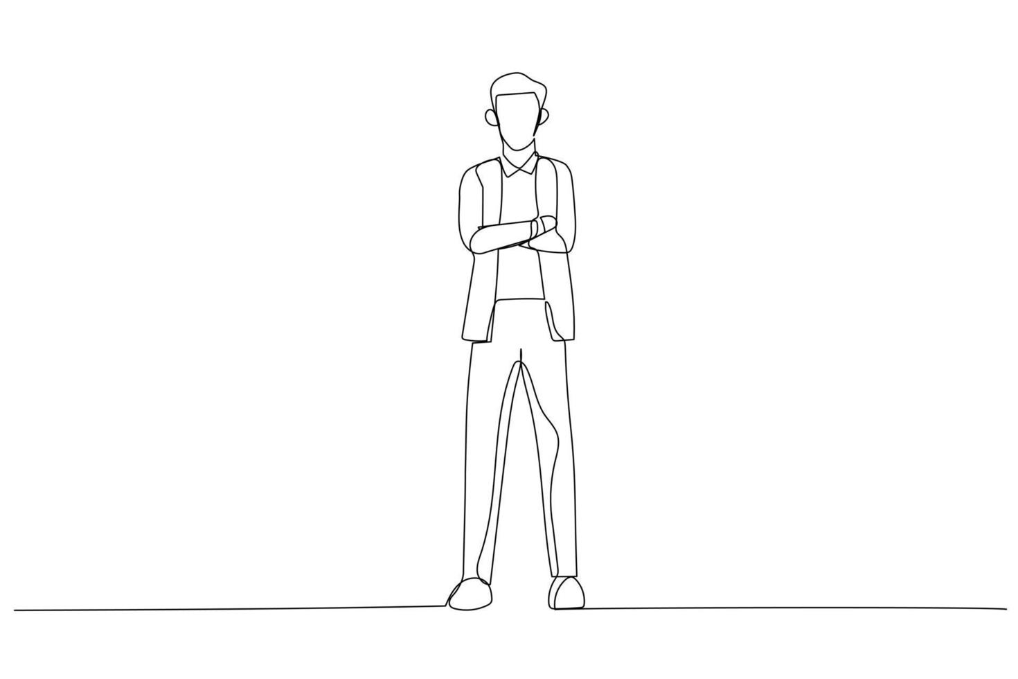 Drawing of big hands holding businesswoman and lighting on the top, metaphor for control, support and coordination. Single continuous line art style vector