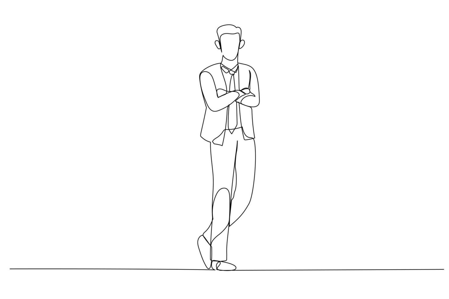 Drawing of ambitious businesswoman about to climb up ladder to overcome giant hand stopping him. Metaphor for overcome business obstacle, barrier or difficulty. Single continuous line art style vector