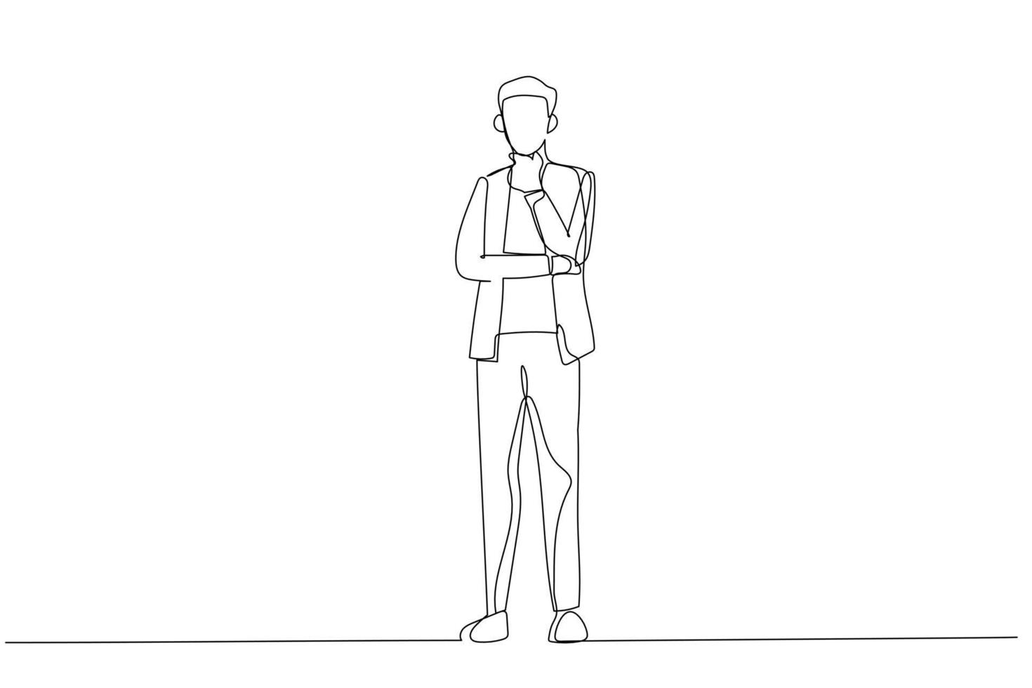 Cartoon of big hand help businesswoman build ladder. One line art style vector