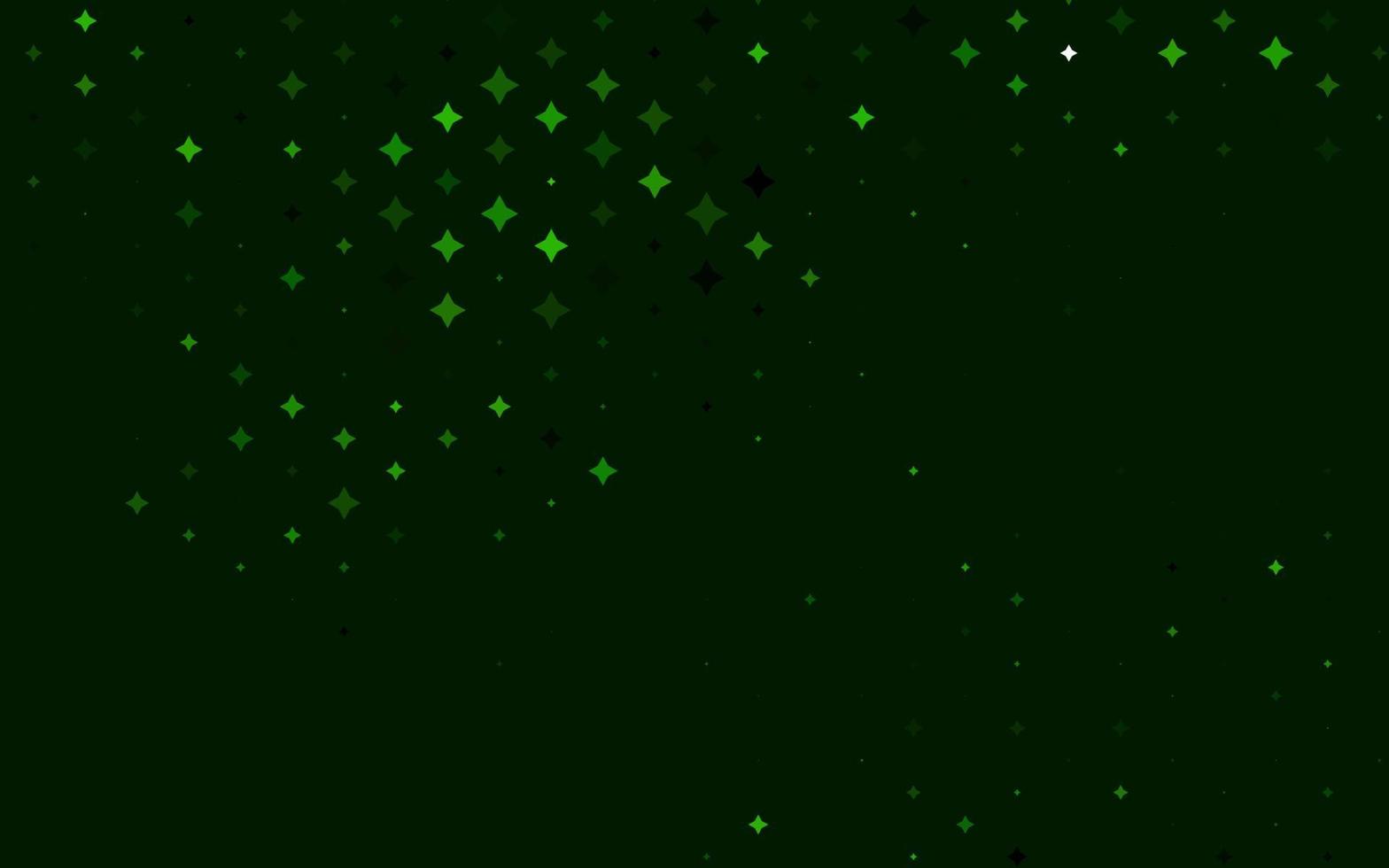 cubierta vectorial verde claro con estrellas pequeñas y grandes. vector