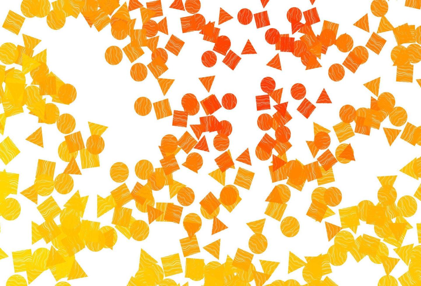 plantilla de vector de color amarillo claro, naranja con cristales, círculos, cuadrados.