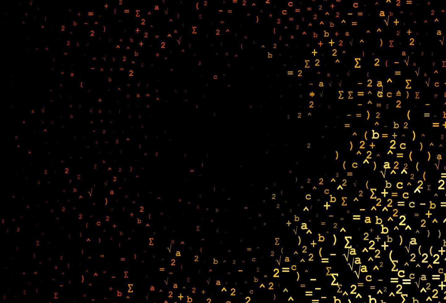 textura de vector amarillo oscuro, naranja con símbolos matemáticos.