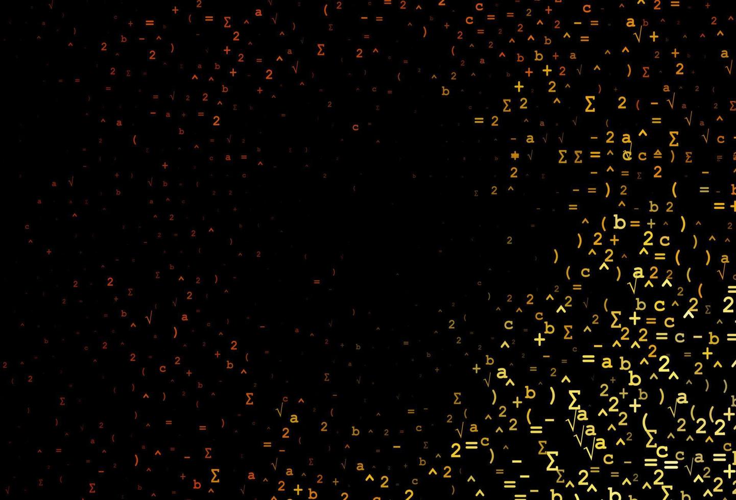 Dark Yellow, Orange vector texture with mathematic symbols.