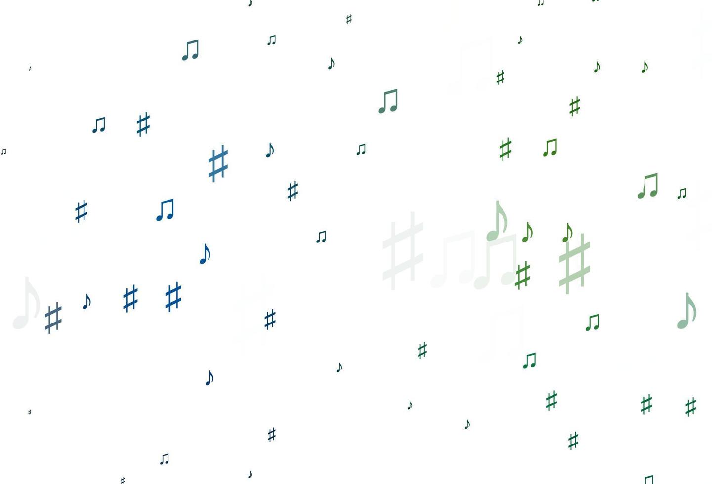 Light Blue, Green vector pattern with music elements.