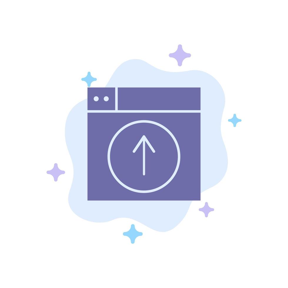 Upload Up Web Design application Blue Icon on Abstract Cloud Background vector