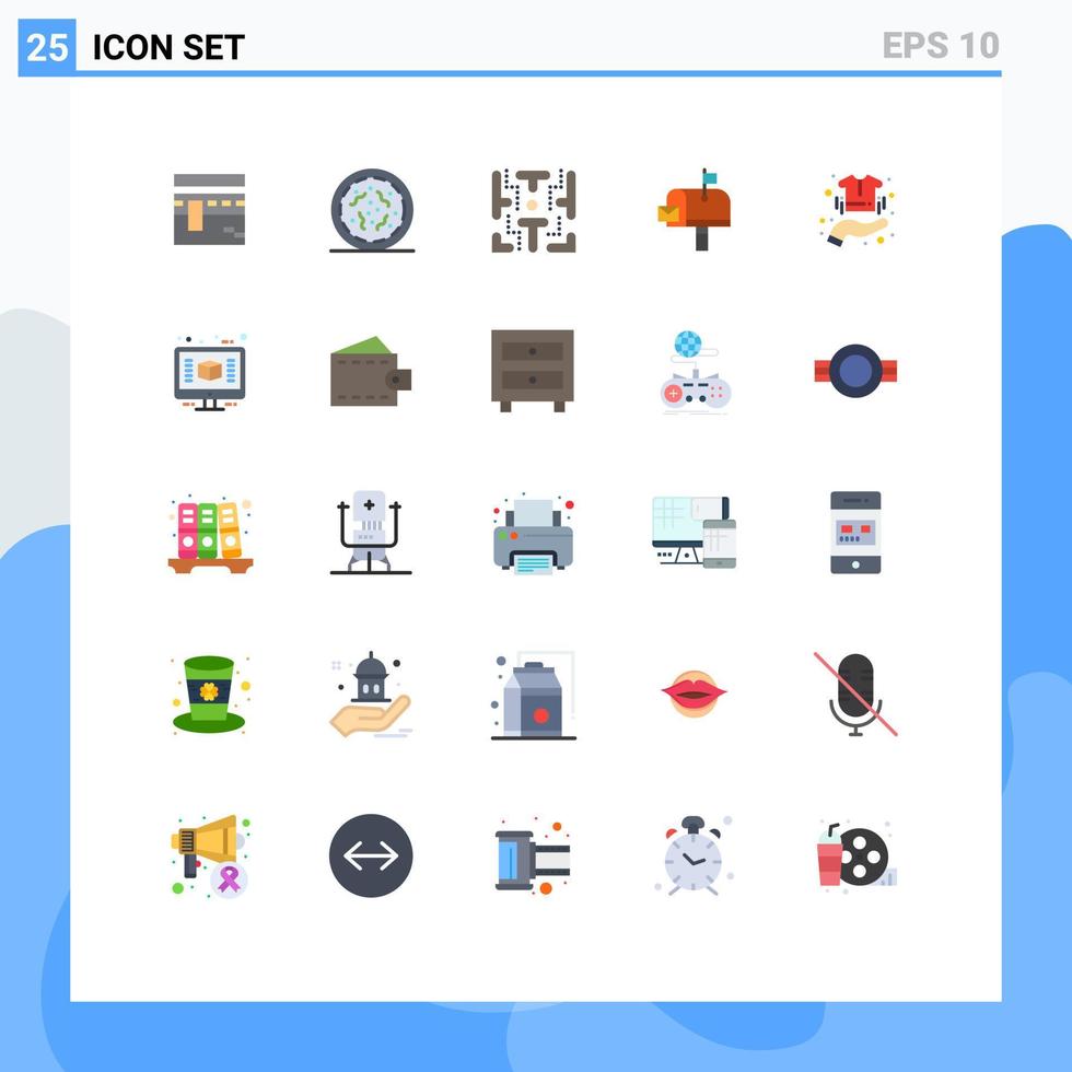 Set of 25 Modern UI Icons Symbols Signs for buy mail box worm post play Editable Vector Design Elements