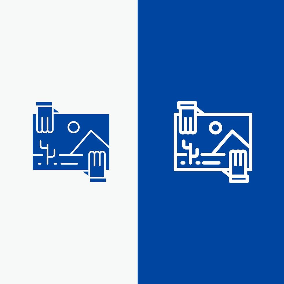 Contribution Distribution Dividend Image Photo Line and Glyph Solid icon Blue banner Line and Glyph Solid icon Blue banner vector