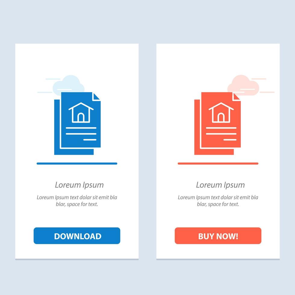 File Document House  Blue and Red Download and Buy Now web Widget Card Template vector