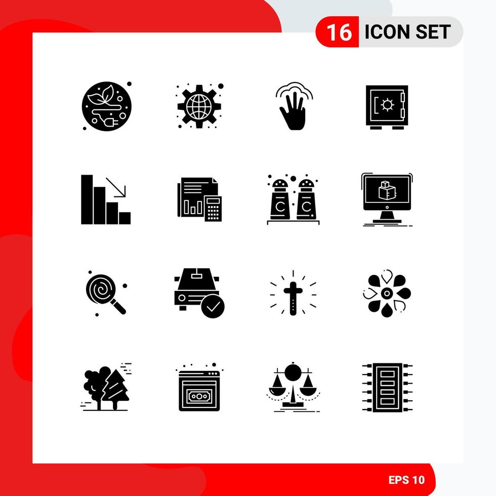 16 Solid Glyph concept for Websites Mobile and Apps descent secure gestures security lock Editable Vector Design Elements