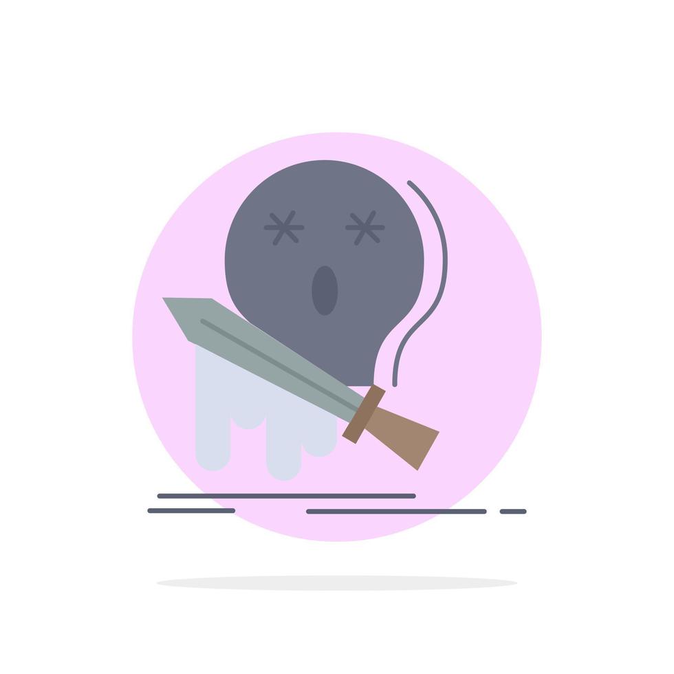 Death frag game kill sword Flat Color Icon Vector